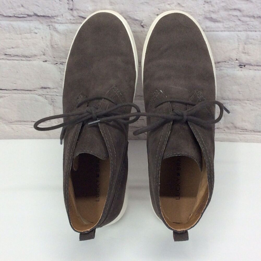 Lucky Brand Lorelle Chukka Ankle Sneakers Men's Sz 9M Gray Suede Leather Lace Up - Picture 8 of 9